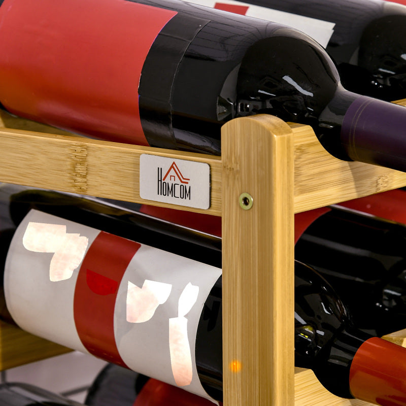Weinregal Flaschenständer aus Bambus für 16 Flaschen stilvolles Naturholzdesign für Küche & Wohnzimmer