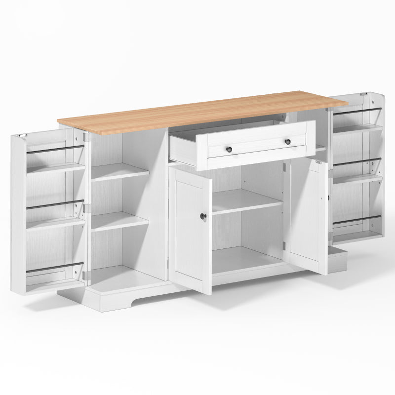 Multifunktionales Küchenbuffet – 138 cm Sideboard mit Schublade, Regaltüren & verstellbaren Einlegeböden – Modernes Design mit Kippschutz, ideal für Küche, Wohnzimmer & Schlafzimmer