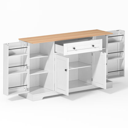 Multifunktionales Küchenbuffet – 138 cm Sideboard mit Schublade, Regaltüren & verstellbaren Einlegeböden – Modernes Design mit Kippschutz, ideal für Küche, Wohnzimmer & Schlafzimmer