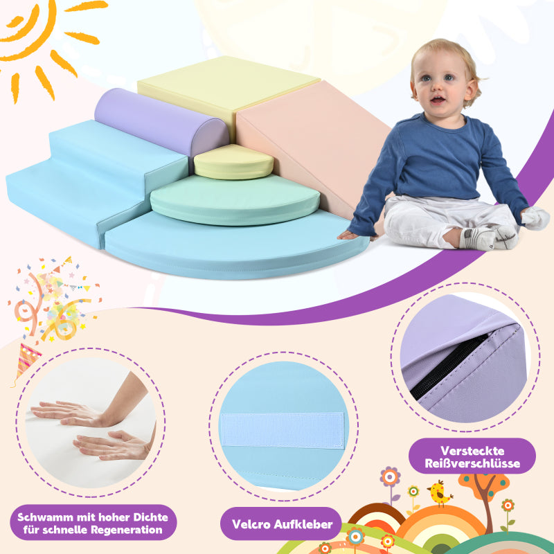 7-teilige weiche Schaumstoff-Kletterblöcke für Kleinkinder, weiches Kletter- und Krabbelspielset für drinnen, weiche Spielausstattung für Kletter- und Krabbelspielplätze für Kinder, aktive Spielstrukt