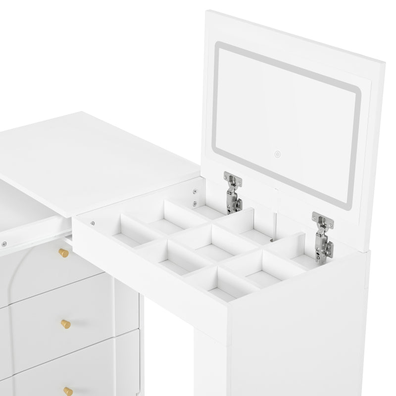 Drehbarer Schminktisch mit LED-Beleuchtung, weiß