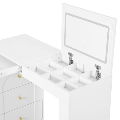 Drehbarer Schminktisch mit LED-Beleuchtung, weiß