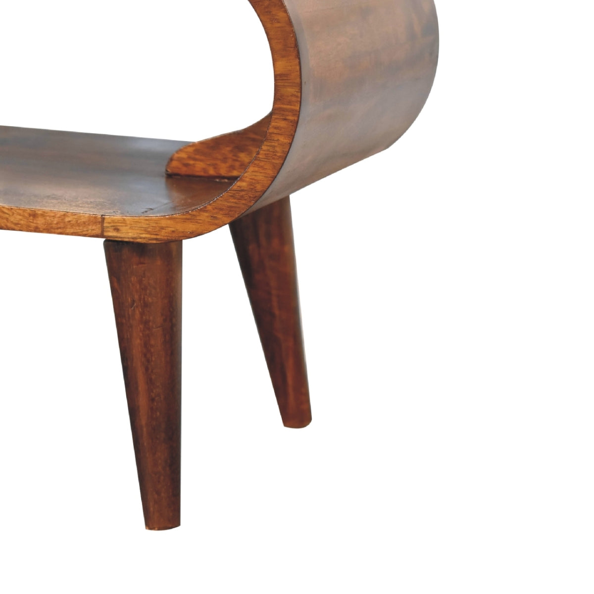 Amaya Couchtisch aus Massivholz im Nordic Style – Dunkelbraun, Offenes Fach, Mangoholz, Handgefertigt, PSK-System, 90x35x40 cm