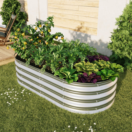 Hochbeet aus Metal Verzinkte Pflanzer erhöhte Gartenbett-Kit, Gartenbetten für im Freien für Gemüse, Blumen und Kräuter, Heavy Duty, rostbeständig, einfache Montage, 1pcs 4x2x1ft