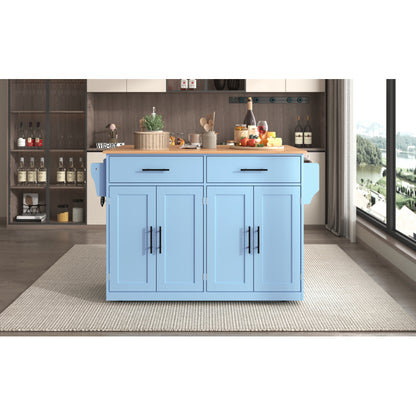 Servierwagen mit klappbarer Tischplatte, 120x46(70)x91 cm, Blau, mit Rollen und austauschbaren Holzbeinen, ideal für Küche und Esszimmer