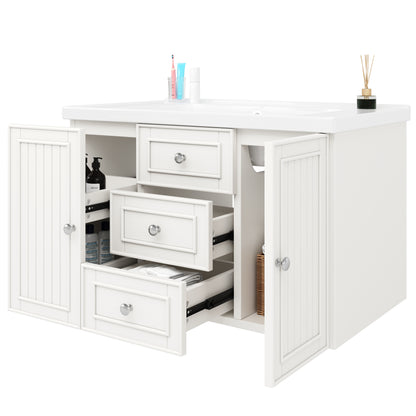 Badezimmerschrank mit Waschbecken,weiß