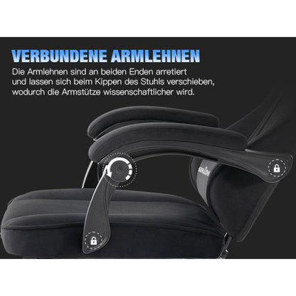 Gaming Stuhl Stoff, Ergonomischer Gaming Chair mit Fußstütze, Verstellbarer Racing Computerstuhl mit Lordosenstütze, Schwarz Ergonomisch PC-Stuhl