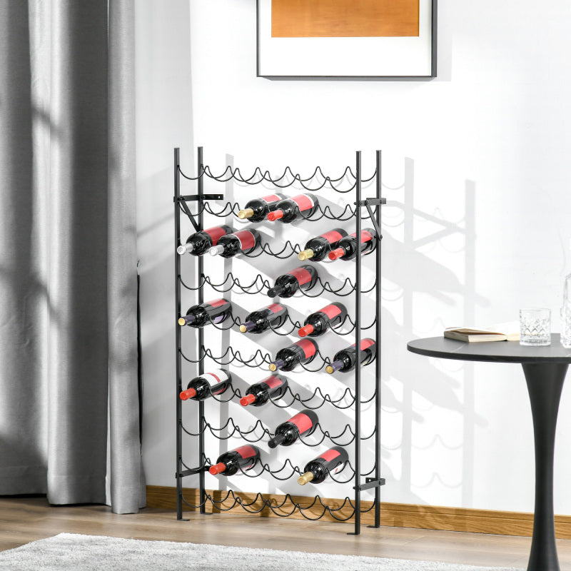 Weinregal für 60 Flaschen, wandmontierbares Flaschenregal aus Metall, eleganter Weinständer in Schwarz für Zuhause