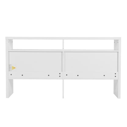 Kommode / Sideboard / Flurschrank mit 2 offenen Fächern und 4 Türen, Weiß