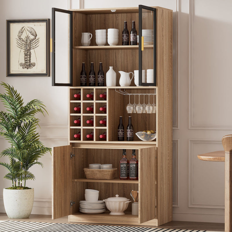 Badezimmerschrank,Spirituosenschrank,Vitrine Vitrinenschrank mit Glastüren und Beleuchtung 180 CM