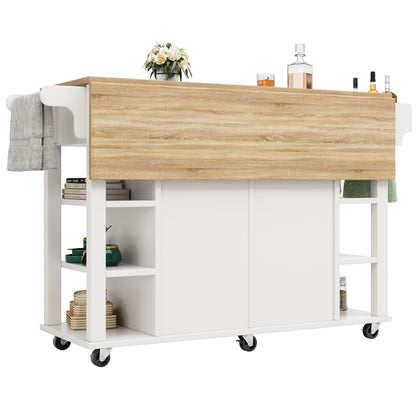 Kücheninsel mit herausnehmbaren Trennwänden, Speisewagen mit Arbeitsplatte, Buffetschrank, Speisewagen mit Holzmaserung, Handtuchhalter beidseitig mit Rollen, weiß