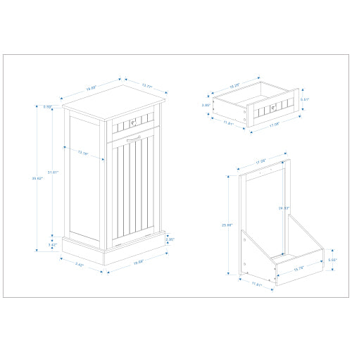 Ausklappbarer Müllschrank mit einer Schublade und einem Fach, Küchen-Müllschrank, Schwarz