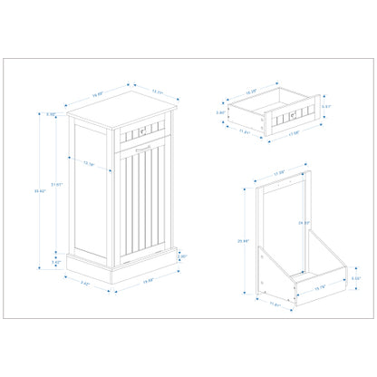 Ausklappbarer Müllschrank mit einer Schublade und einem Fach, Küchen-Müllschrank, Schwarz