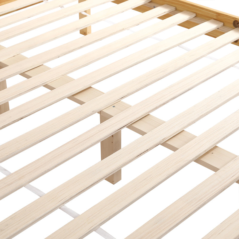 Doppelbett, Rattanbett, Jugendbett Erwachsenenbett 160X200cm, Rattannetzkissen, mit 15 Latten und Mittelfüße, Kiefer + PE-Rattan, Natur