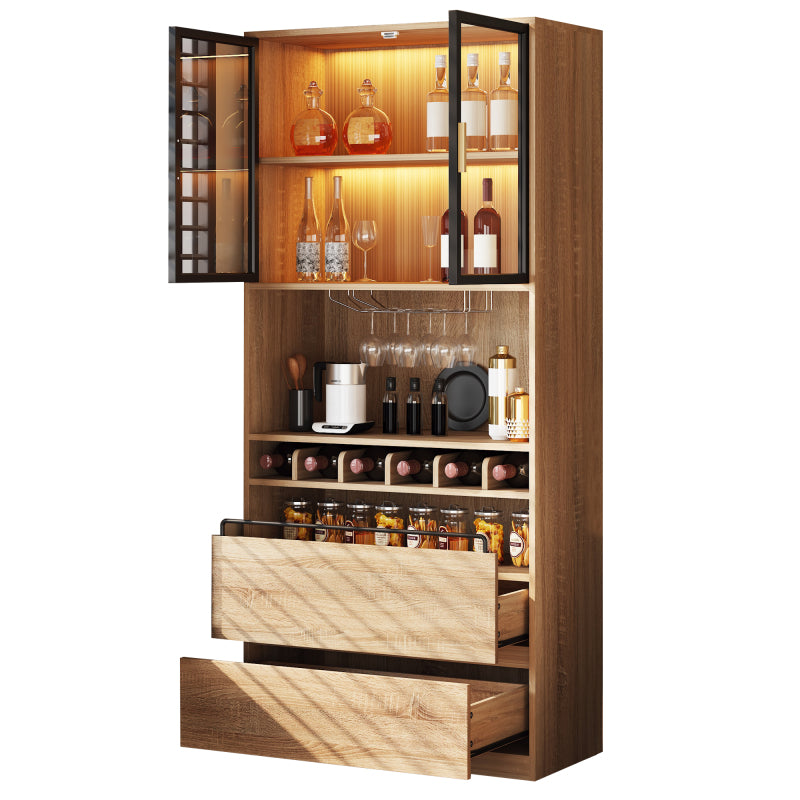 Badezimmerschrank,Spirituosenschrank,Vitrine Vitrinenschrank mit Glastüren und Beleuchtung 180 CM