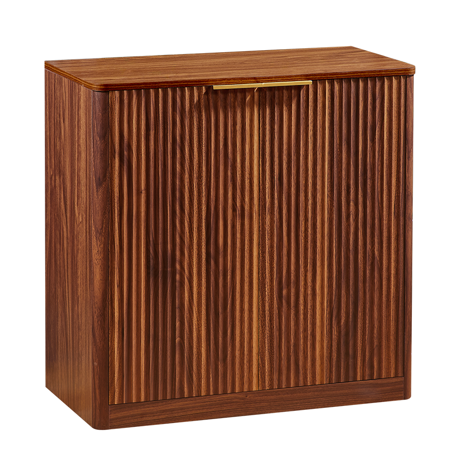 Modernes Sideboard mit Vertiefungspanelen & Goldgriff, 80x40x80cm, Wasserfeste Platte, Höhenverstellbare Ablagen, TV-Schrank/Buffet, Braun