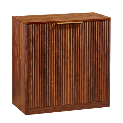 Modernes Sideboard mit Vertiefungspanelen & Goldgriff, 80x40x80cm, Wasserfeste Platte, Höhenverstellbare Ablagen, TV-Schrank/Buffet, Braun