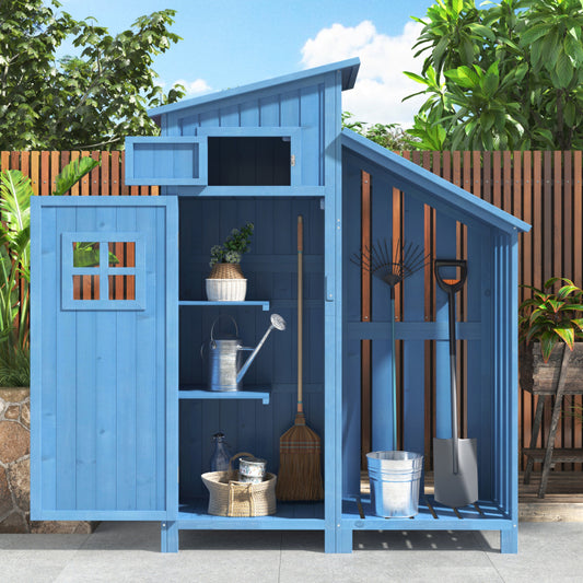 Gerätehaus Gartenschrank Geräteschuppen Geräteschrank, BxT: 124x46 cm,BxTxH:124x46x174cm, auch für kleine Gärten geeignet, Blau, (Holzhütte, 1 St., Gartenhaus)