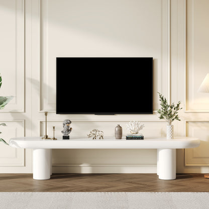 Weißer 160 x 40 x 40 cm großer TV-Schrank, moderner TV-Tisch im minimalistischen Stil mit 4 stabilen Stützbeinen, geeignet für Fernseher bis zu 65 Zoll