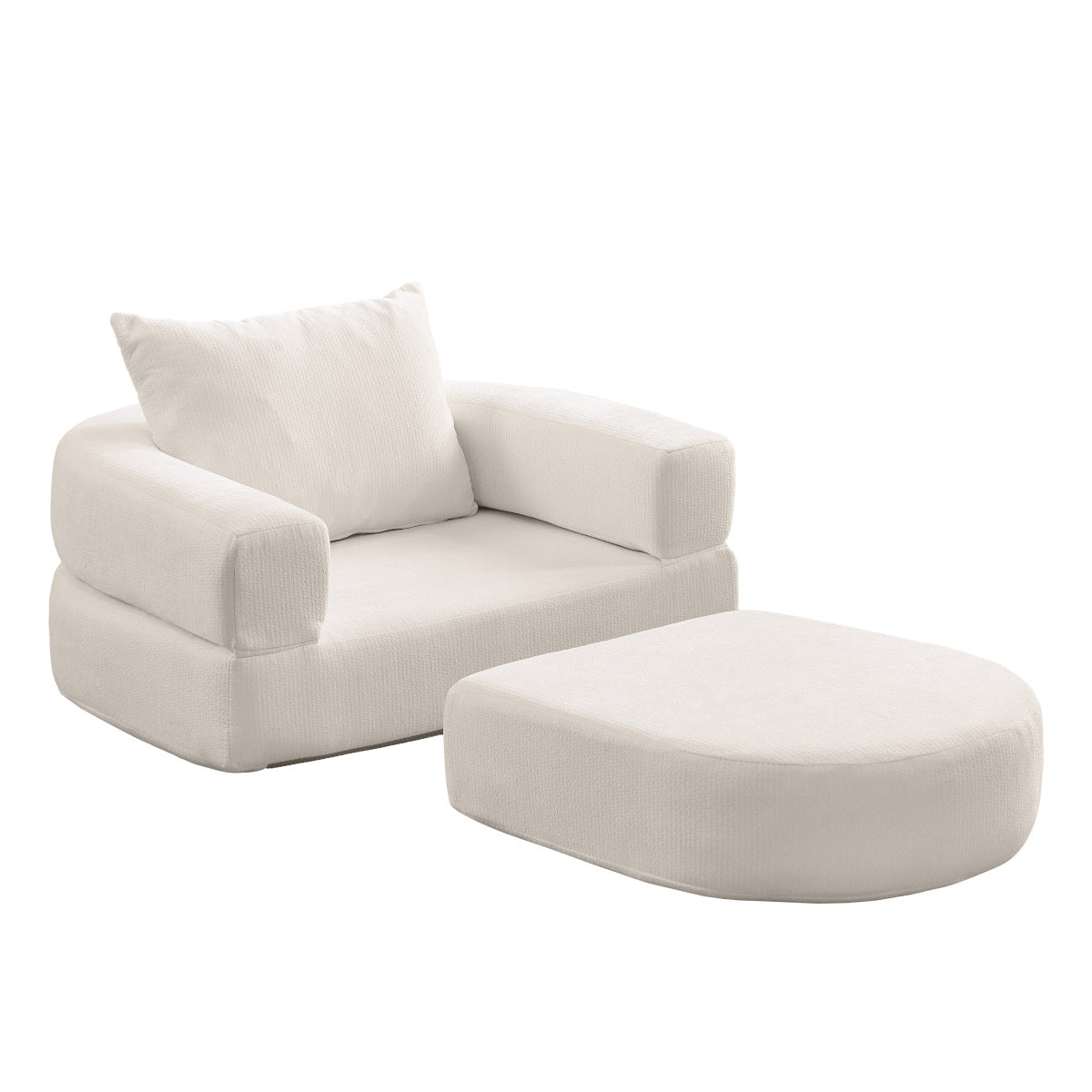 Modulares Sofa-Set Frottee (Terry Cloth), Sektionssofa Minimalistisch, Wohnzimmer Couchgarnitur, Umkehrbar, Beige
