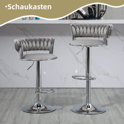 COOLMORE 360 Grad drehbare Barhocker 2 Stück Set höhenverstellbare Stühle mit Fußstütze für Küche, Esszimmer, Insel, Bar, Weinkeller, Büro, Wohnzimmer, Wohnzimmer, Silber, Modern Style, High-End Style