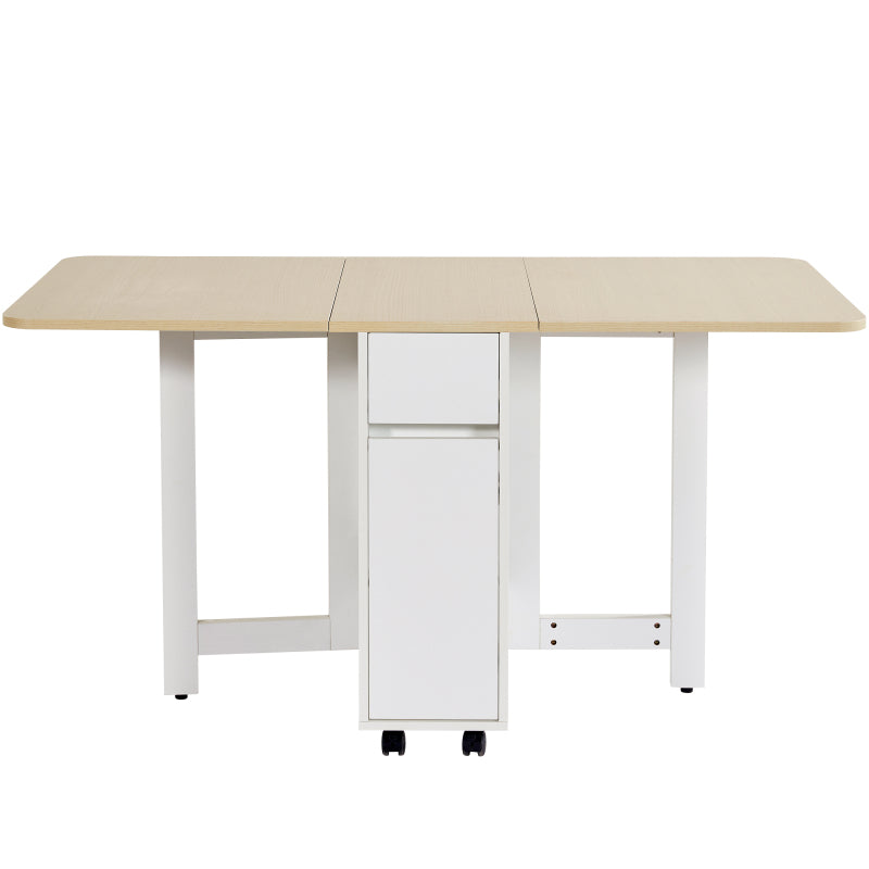 Ausziehbarer Bartisch mit Stauraum(110-124×78×97.5cm), für 2-6 Personen, Kücheninseln mit 2 Schubladen, 2 seitliche offene Regale und eingebaute Steckdose,Tischplatte aus weiß marmoriertem MDF,Weiß
