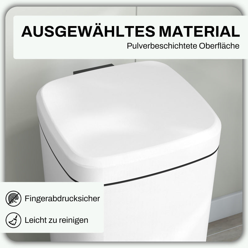 Treteimer 30L Kosmetikeimer mit Deckel und Fußpedal, Metall Müllbehälter mit Inneneimer für Wohnzimmer & Büro