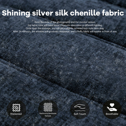 Ergonomischer Sitzsack Sessel mit 5-Zonen-Körperunterstützung, Bean Bag Chair aus Chenille-Stoff, Blue