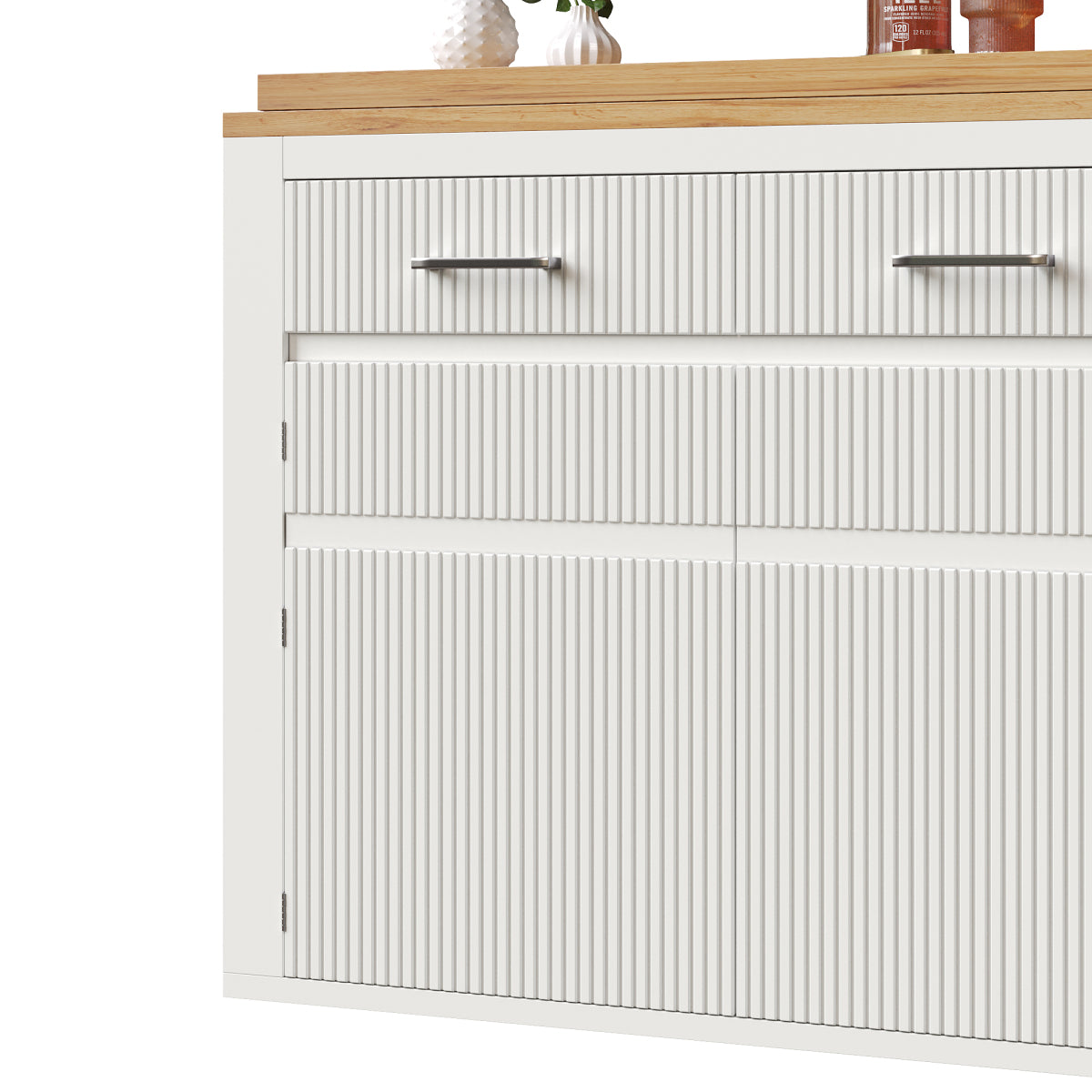 Ausziehbarer Bartisch Weiß (137-215cm) - Moderner Teleskop-Hochtisch mit Schublade & 2 Regalen - Bewegliche Kücheninsel & Bistro Table