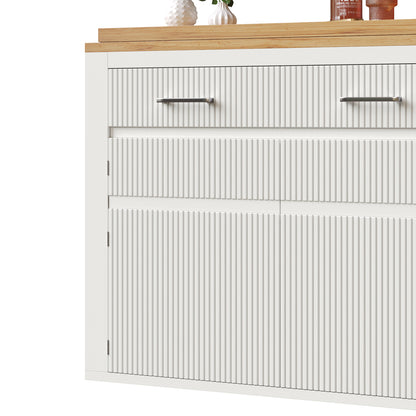 Ausziehbarer Bartisch Weiß (137-215cm) - Moderner Teleskop-Hochtisch mit Schublade & 2 Regalen - Bewegliche Kücheninsel & Bistro Table