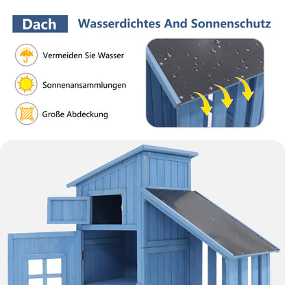 Gerätehaus Gartenschrank Geräteschuppen Geräteschrank, BxT: 124x46 cm,BxTxH:124x46x174cm, auch für kleine Gärten geeignet, Blau, (Holzhütte, 1 St., Gartenhaus)