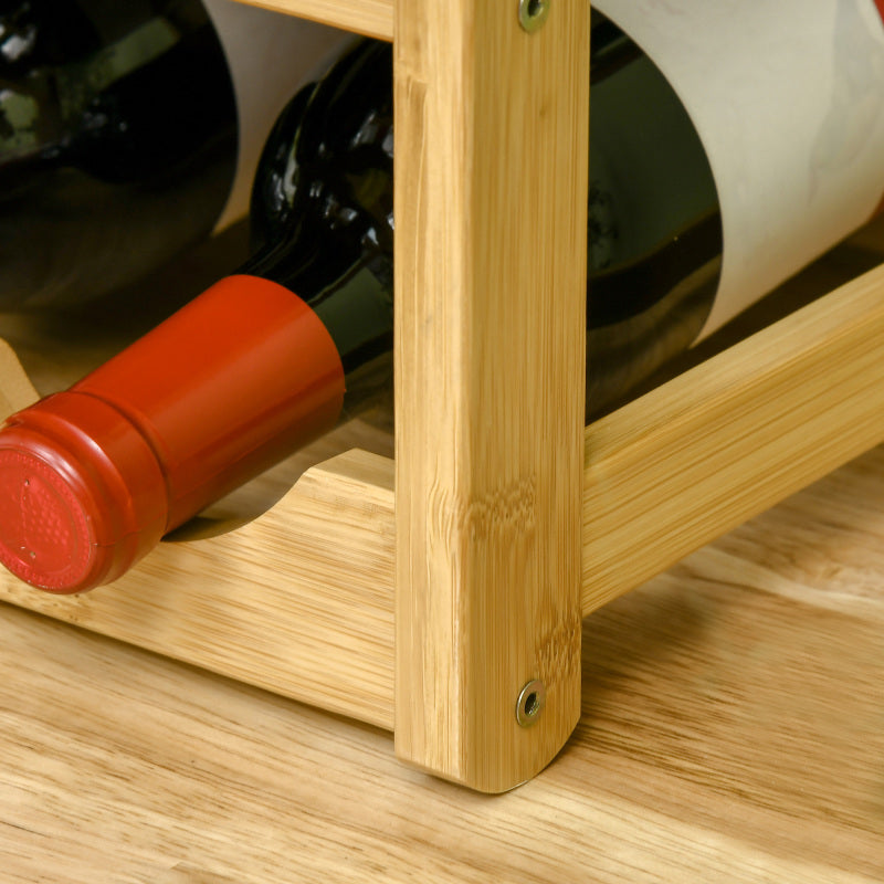 Weinregal Flaschenständer aus Bambus für 16 Flaschen stilvolles Naturholzdesign für Küche & Wohnzimmer