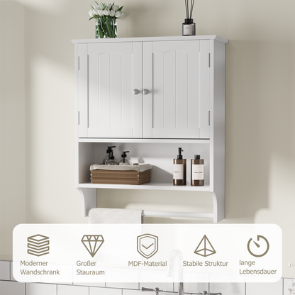 Badezimmer Wandschrank mit Handtuchhalter, Weiß