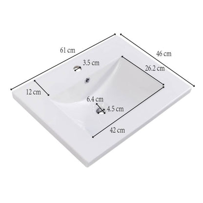 Badmöbel Einzelwaschtisch,Waschtischunterschrank 60 cm mit Keramikwaschbecken,mit Ablage,weiß