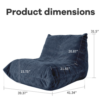 Ergonomischer Sitzsack Sessel mit 5-Zonen-Körperunterstützung, Bean Bag Chair aus Chenille-Stoff, Blue