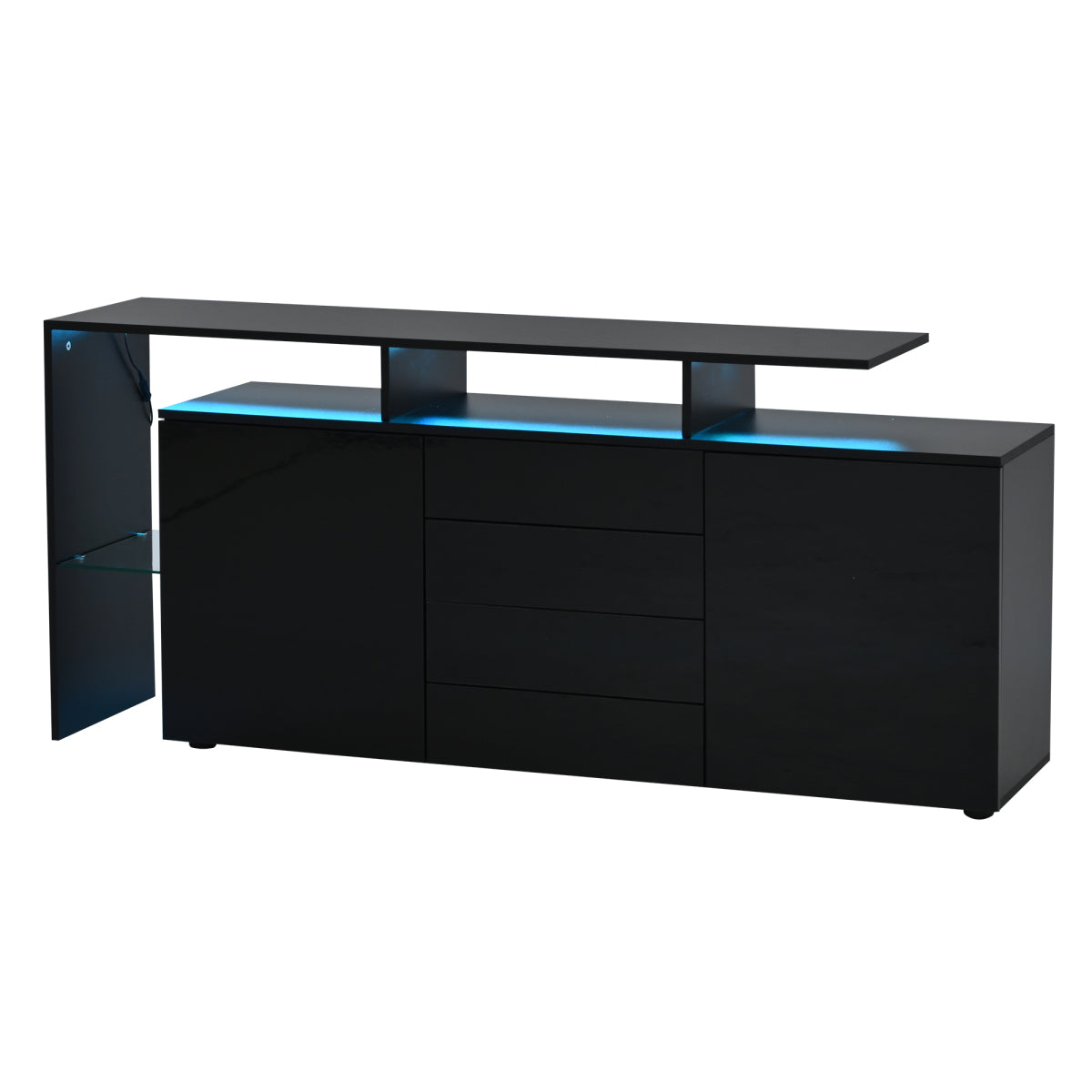 same N625P283229230W Kommode, Sideboard mit LED, Wohnzimmermöbel in Schwarz Hochglanz, Wohnzimmerschrank, Standschrank, TV-Schrank, Wohnzimmerwand, Highboard, Mehrzweckschrank, Buffetschrank Esszimmer