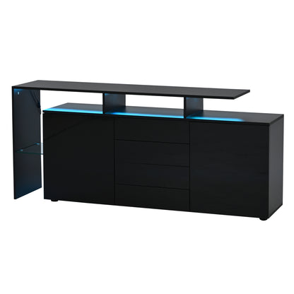 same N625P283229230W Kommode, Sideboard mit LED, Wohnzimmermöbel in Schwarz Hochglanz, Wohnzimmerschrank, Standschrank, TV-Schrank, Wohnzimmerwand, Highboard, Mehrzweckschrank, Buffetschrank Esszimmer