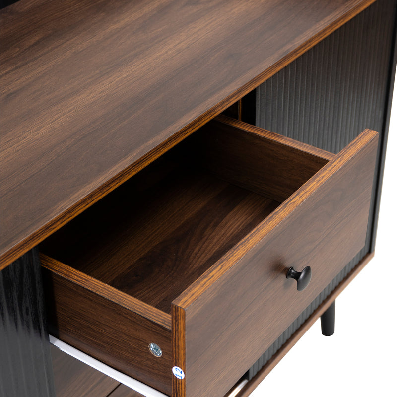 Sideboard mit drei Schubladen, exquisite Maserung. Sideboard für Schlafzimmer und Wohnzimmer, Moderne Holzfarbe-Sideboard mit Stauraumregalen. H80/L117,5/T40 cm