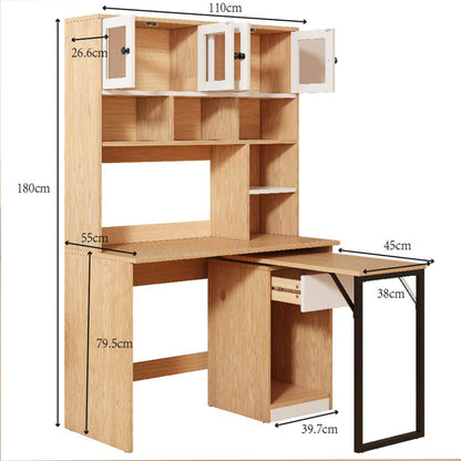 Computertisch,Regal-Schreibtisch,Schrankschreibtisch Arbeitstisch, Schrankschreibtisch,Weiß Natur 180cm