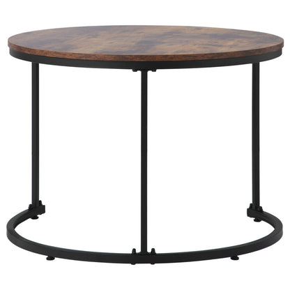 Runder Couchtisch 2er Set Satz Couchtisch Wohnzimmer Runder geschachtelter Beistelltisch 2 Runder Beistelltisch (Braun)