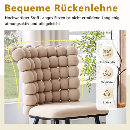 Esszimmerstuhl 2er Set Samt, Schwarz-Metallbeine, Modern Luxus, Camel