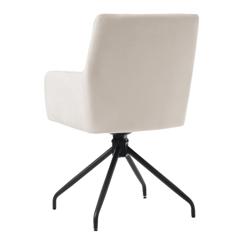 2er Set 360° Drehbarer Esszimmerstühle mit Rautenmuster, Samt,Beige