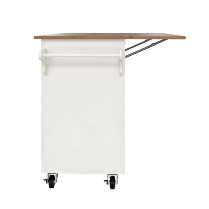 Küchenwagen, herausnehmbarer Esswagen mit offenen Ablagefächern, Handtuchhalter und Gewürzregal, verstellbare Trennwände, Küchenbuffet, Tischplatte mit Holzmaserung, weiß