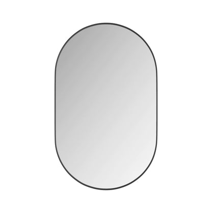 Stylish Oval Mirror Cabinet, Recessed Medicine Cabinet, Wall Cabinet with Metal Framed, Mirror and Adjustable Shelves, Mirror Cabinet with Storage for Bathroom, Living Room and Bedroom, Black