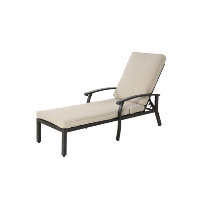 Lounge Patio Chair with Cotton Cushion, Adjustable Reclining Rust-Resistant Aluminum  Poolside Chaise Lounge Furniture, Waterproof Beige Cushion (1pc)