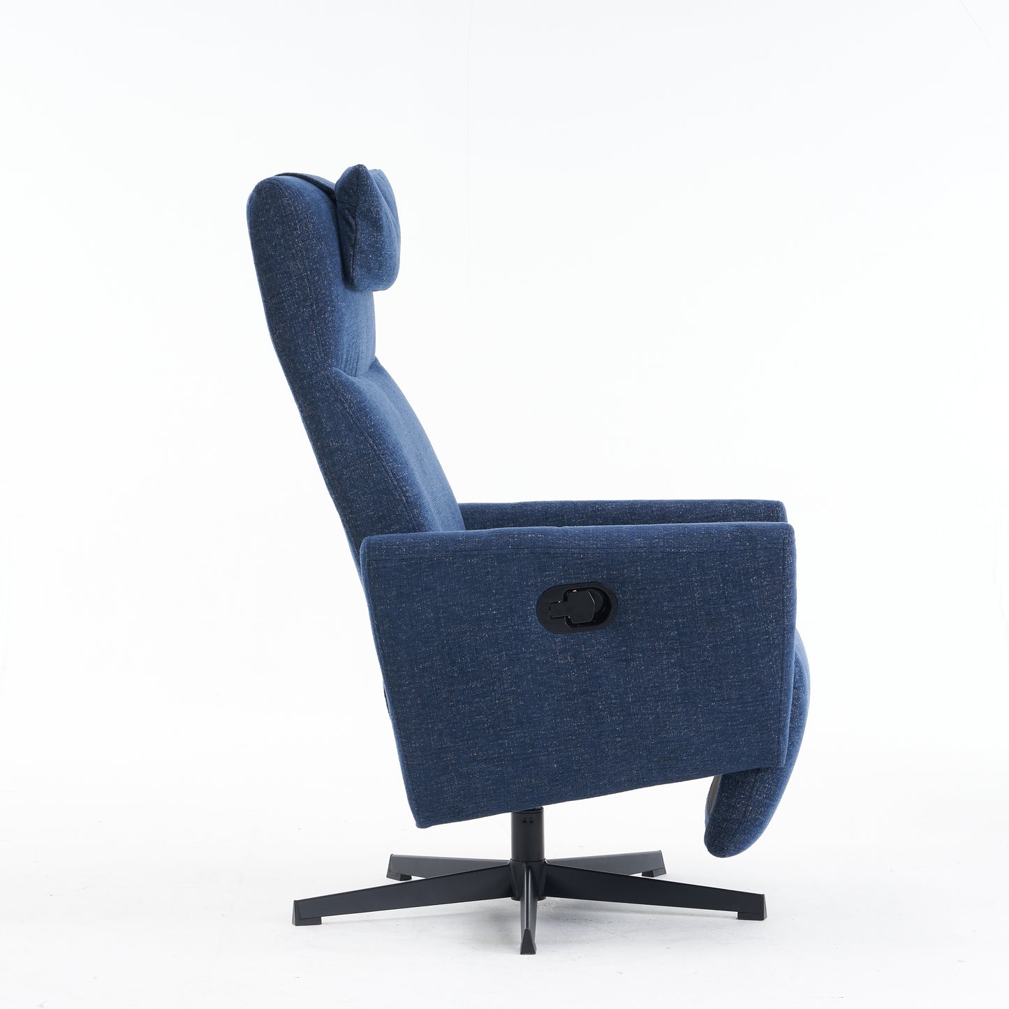 Bequemer Relaxsessel mit Liegefunktion – Chenille Fernsehsessel mit Fußstütze, drehbarer Stillsessel & Loungesessel für Wohnzimmer, modernes Sofa, Blau