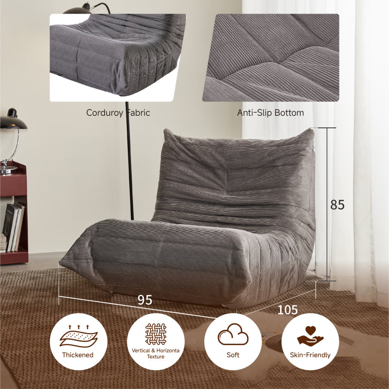 Moderne Sofas, Sitzsäcke für Erwachsene auf dem Bodensofa, Super Soft Memory Sponge Sofa, Togo Sofa Stuhl, Wohnzimmermöbel, Geeignet für Schlafzimmer, Balkon, Schlafsaal, Kaminstuhl (Dunkelgrau)