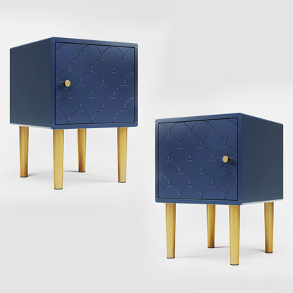 Kommode mit 2 Türen und 3 Schubladen, Verstellbare Ablage, für Wohnzimmer Schlafzimmer, Marineblau-H82/B120/T40 cm