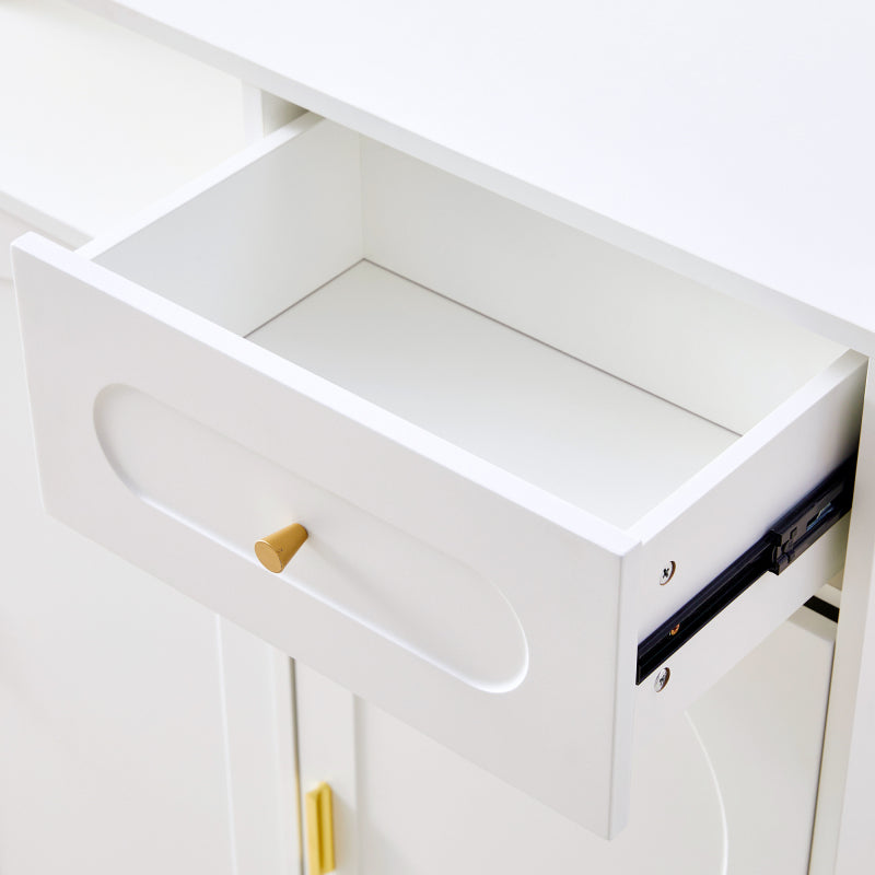 Kommode/Sideboard/Schuhschrank mit Metallgriffen, 1 Schublade und 3 Türen, auf Metallfüßen, Weiß. Maße: B120 × H92 × T35 cm