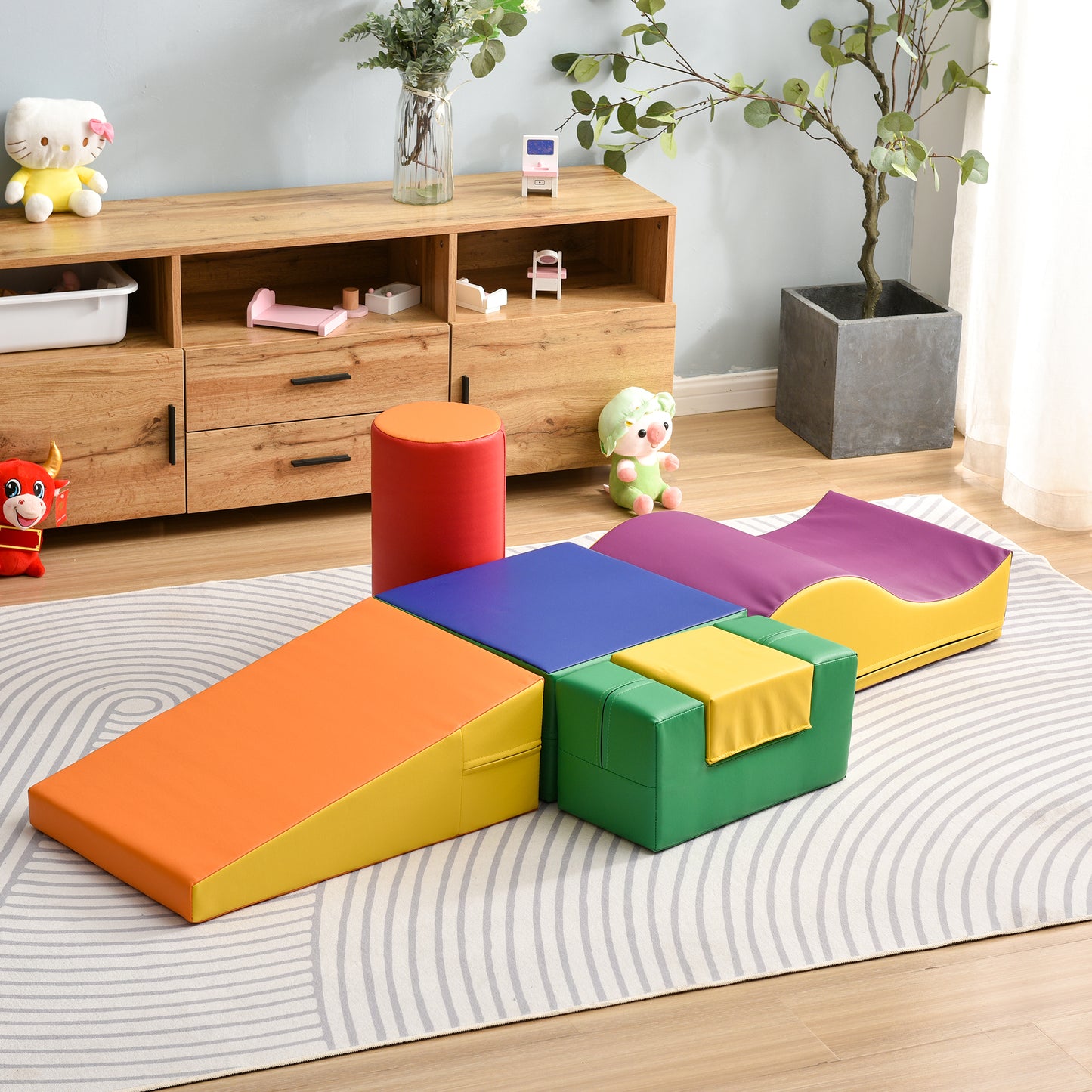 6 TLG Riesenbausteine zum Toben & Klettern Großbausteine für Kinder. Treppe und Rutsche für Kinder - Spielzeug zum Klettern, Rutschen und Krabbeln. im Vorschulalter & Babys Softbausteine, bunt.